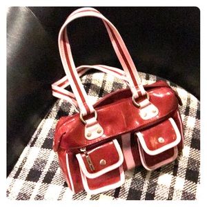 Rampage Red with Pink Piping Bag Purse
